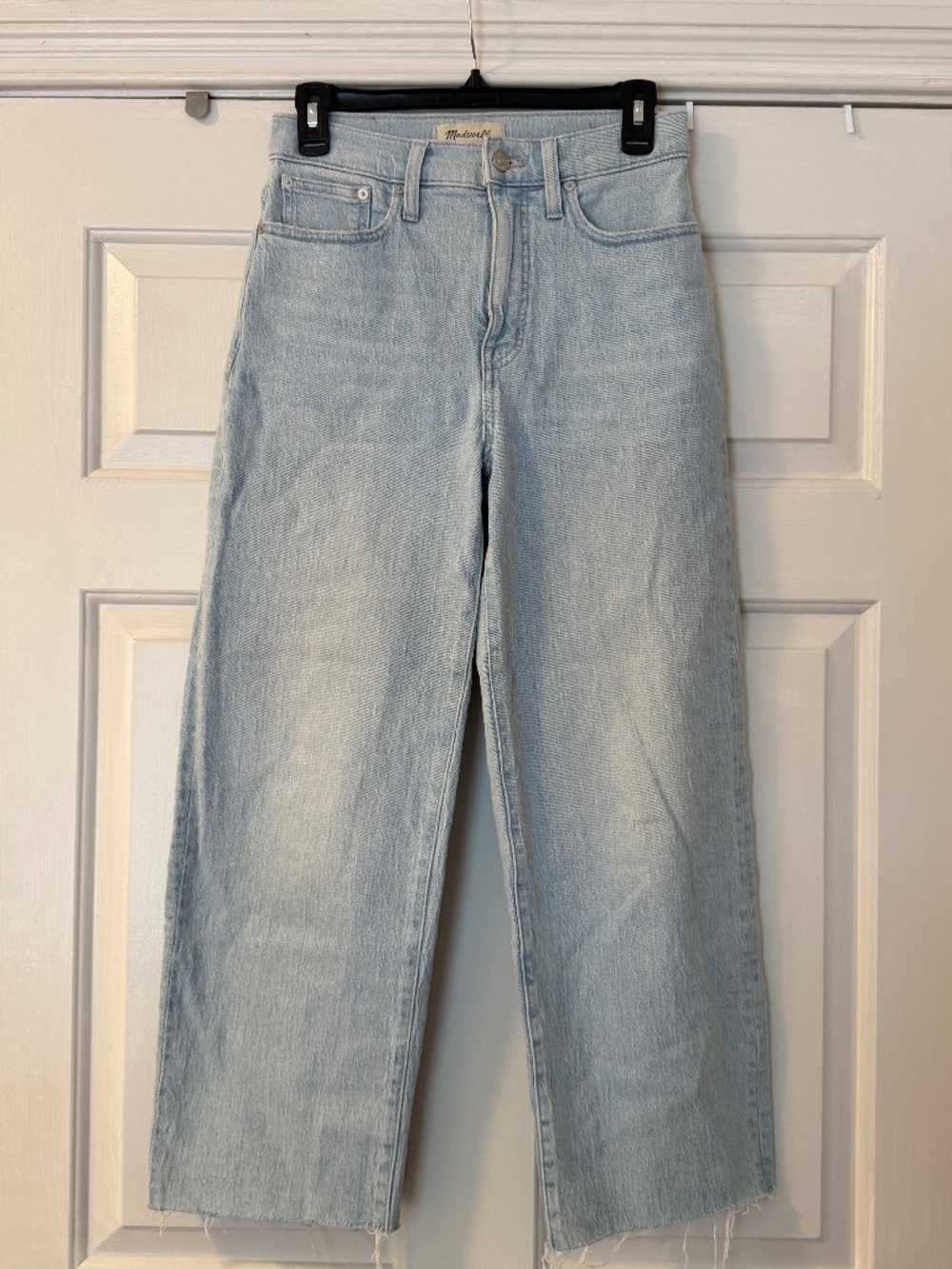 Madewell The Perfect Vintage Wide-Leg Crop Jean Women's 26 Light Wash Raw Hem